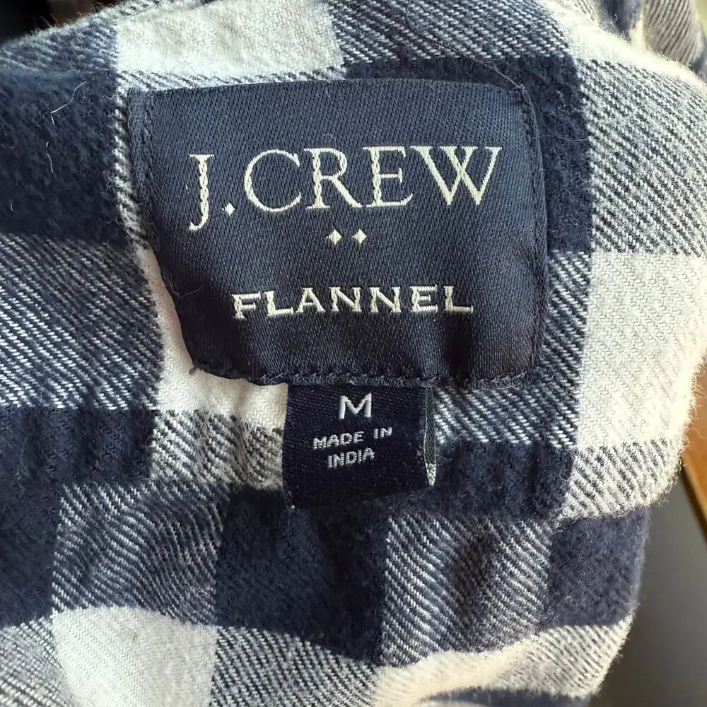 J.Crew Men's Navy & White Buffalo Check‎ 100% Cotton Flannel Shirt - Size Medium